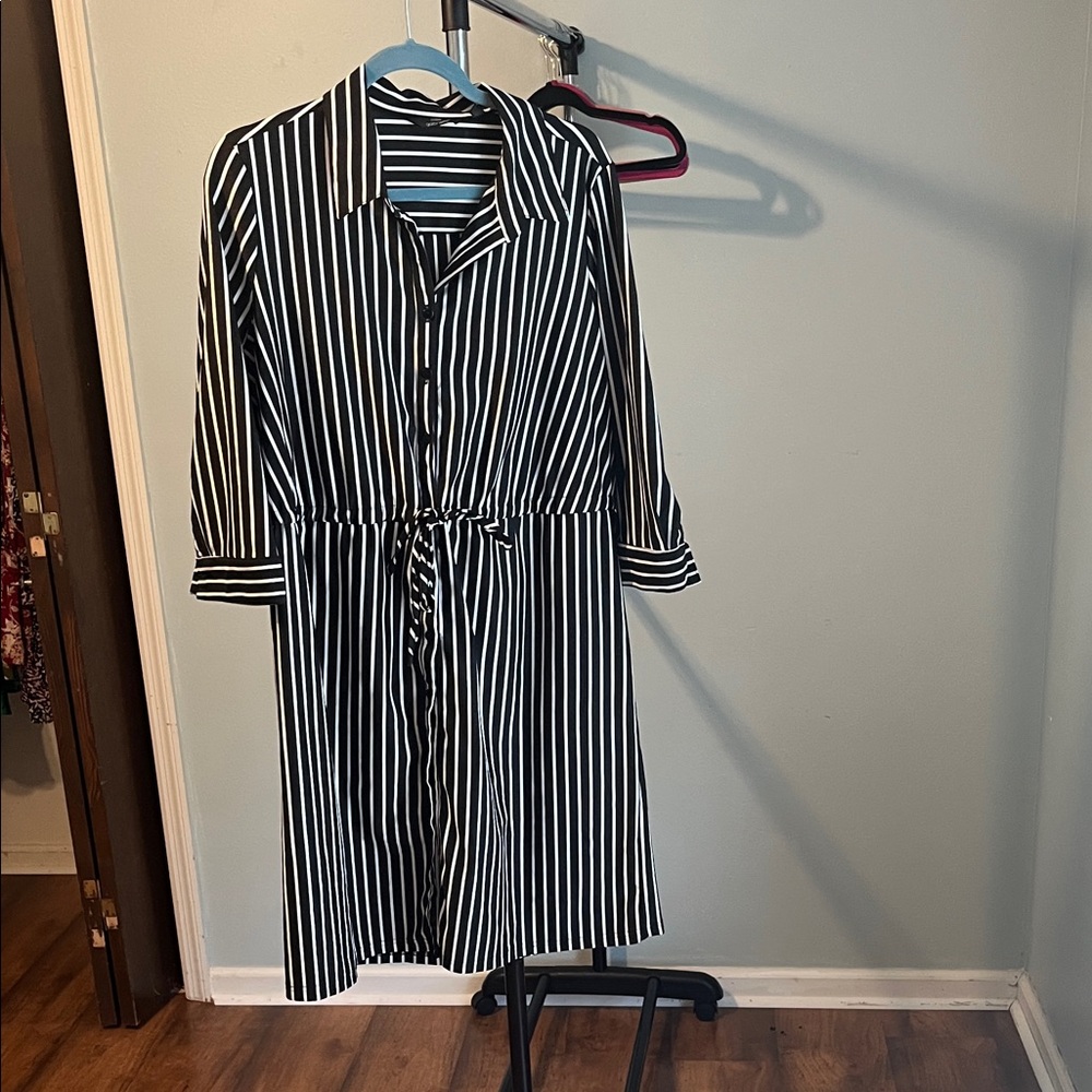 Black and White Striped Dress